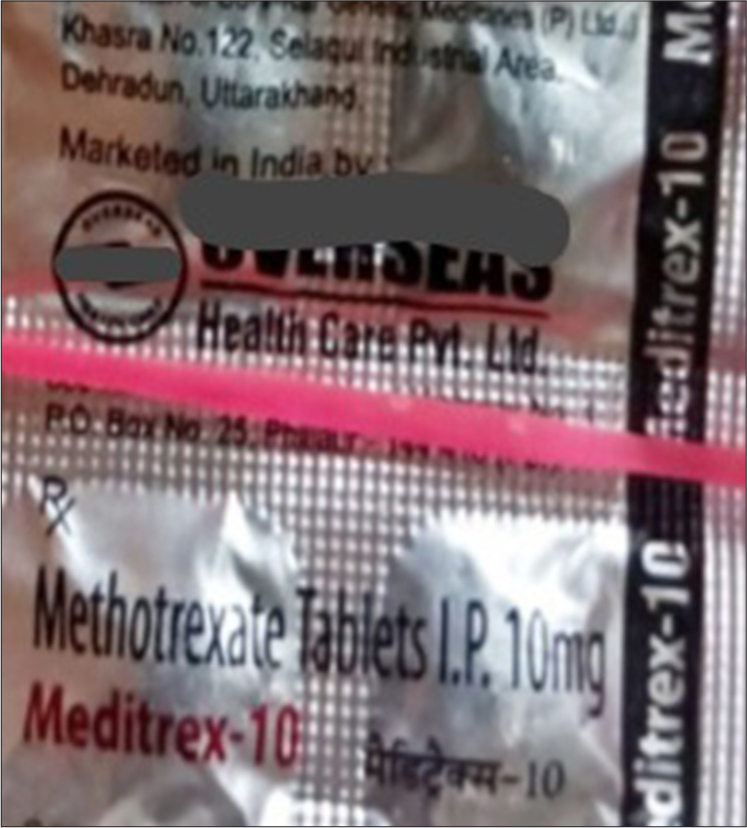 Strips of drug – methotrexate.